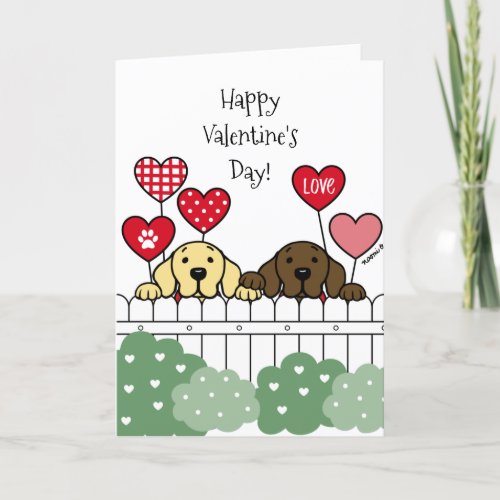 Two Labradors Watching Valentine Holiday Card