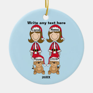Two Ladies With Two Dogs Christmas Ornament