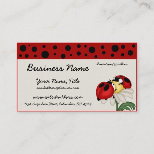 Customizable Two Ladybugs on a Flower Business Cards