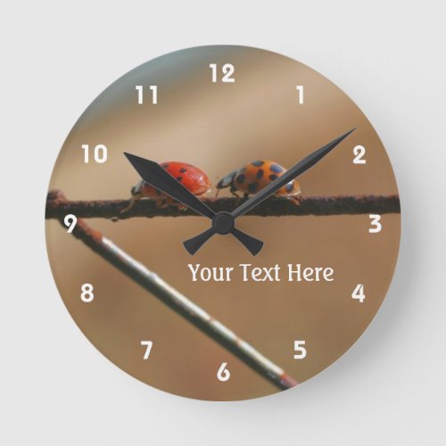 Two Ladybugs Playing Follow The Leader Nature Round Clock