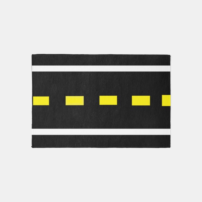 Two Lane Road Area Rug (Black, White & Yellow) (Front)