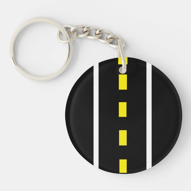 Two Lane Road Keychain (Black, White & Yellow) (Front)