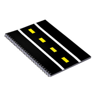 Two Lane Road Notebook (Black, White & Yellow)