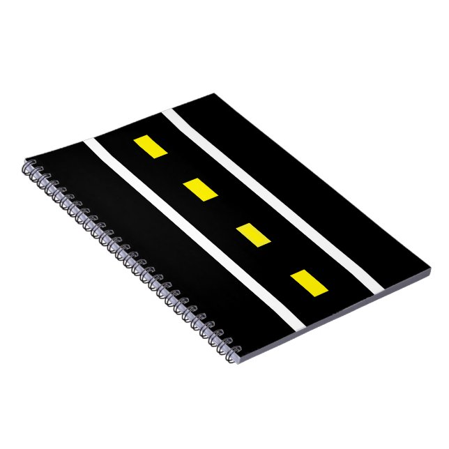 Two Lane Road Notebook (Black, White & Yellow) (Right Side)