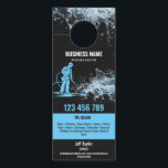 Two Languages Pressure Washing Power Washing Roof Door Hanger<br><div class="desc">Professional business card design - Silver pressure washing gun and glitter water spray effect for your pressure washing services</div>