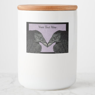 Two Large Black Crows on Purple Black Border Food Label