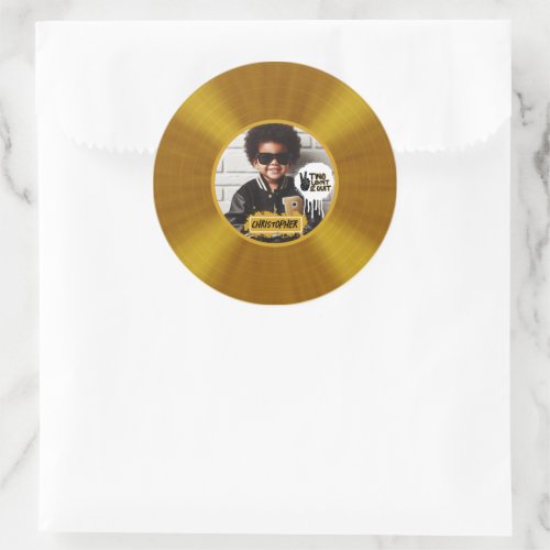 Two Legit 2 Quit 2nd Birthday Gold Record Photo Classic Round Sticker