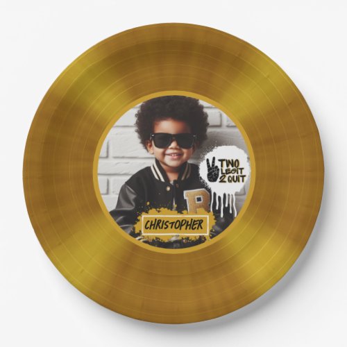 Two Legit 2 Quit 2nd Birthday Gold Record Photo Paper Plates