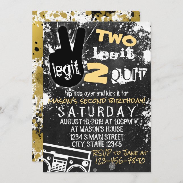 TWO Legit Birthday Invitation (Front/Back)