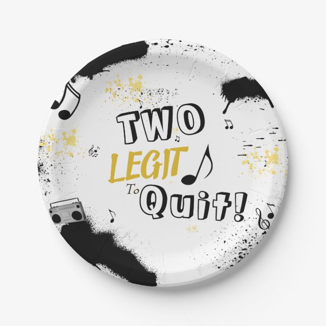TWO LEGIT TO QUIT 2nd Birthday Paper Plates (Front)