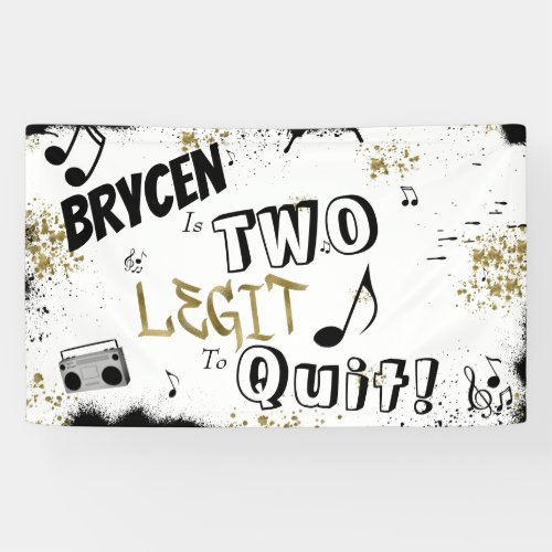 TWO LEGIT TO QUIT 2nd Birthday Personalized Banner