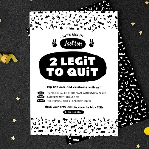 Two Legit To Quit 90s Hip Hop Birthday Invitation Postcard