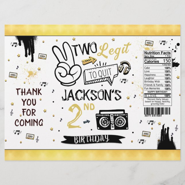Two legit to quit Birthday Chip Bag Labels Flyer (Front)