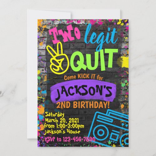 Two legit to quit birthday invitation