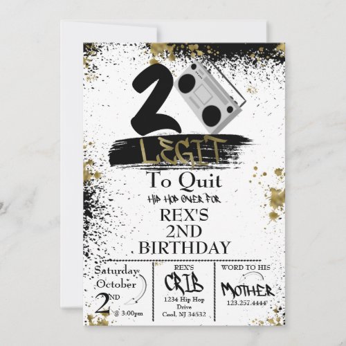 Two Legit to Quit Birthday Invitation