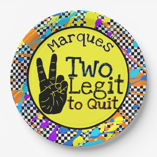Two Legit to Quit Retro 2nd Birthday Checkers Paper Plates