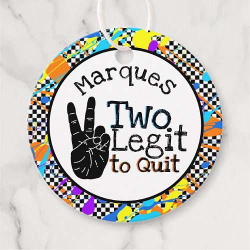 Two Legit to Quit Retro 2nd Birthday Hip Hop Favor Tags