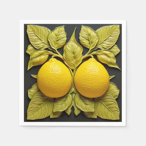 Two Lemons 3D Mediterranean Summer Citrus Napkins