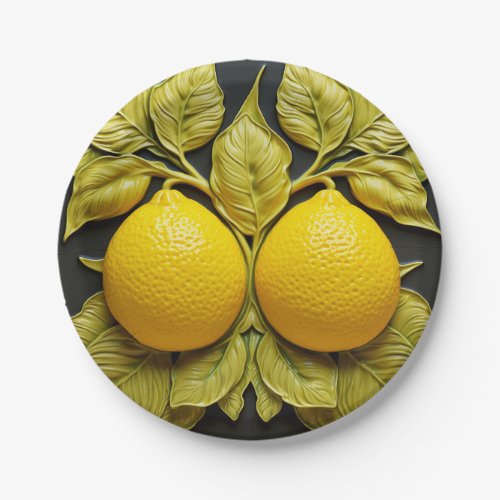 Two Lemons 3D Mediterranean Summer Citrus Paper Plates