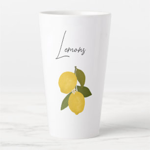Two Lemons with Green Leaves Fresh Citrus Latte Mug