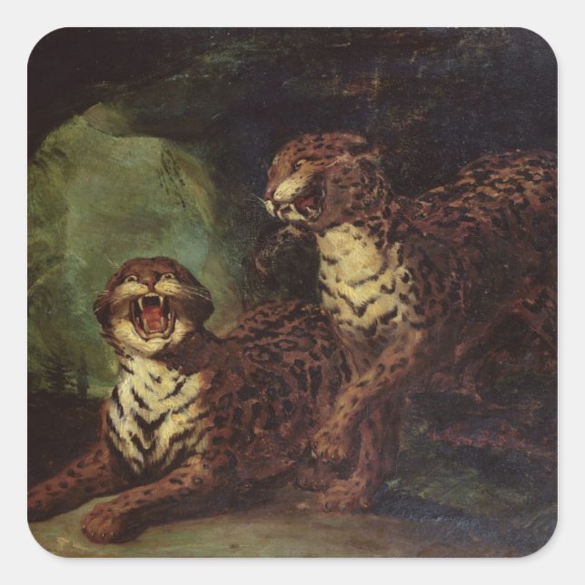 Two Leopards, c. 1820 Square Sticker (Front)