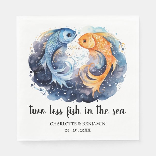 Two Less Fish In The Sea Beach Theme Wedding Napkins (Front)