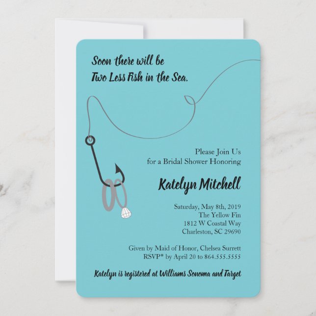 Two Less Fish in the Sea Bridal Shower Invitations (Front)