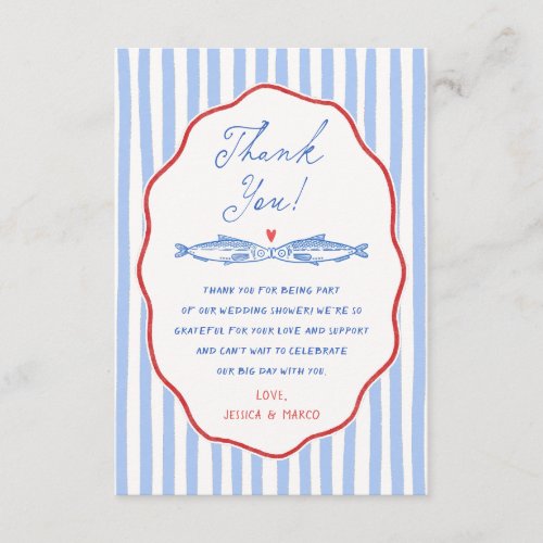 Two Less Fish In The Sea Bridal Shower Thank You Card