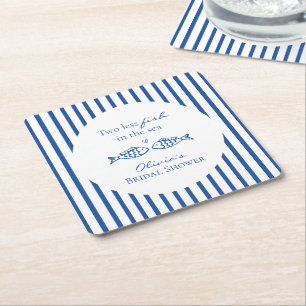 Two less fish in the sea coastal Bridal Shower Square Paper Coaster