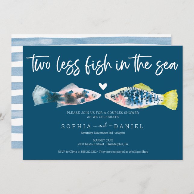Two Less Fish In The Sea Couples Shower Invitation (Front/Back)