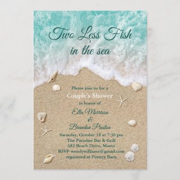 Two Less Fish In The Sea Couple's Shower Invitation by prettyfancyinvites at Zazzle