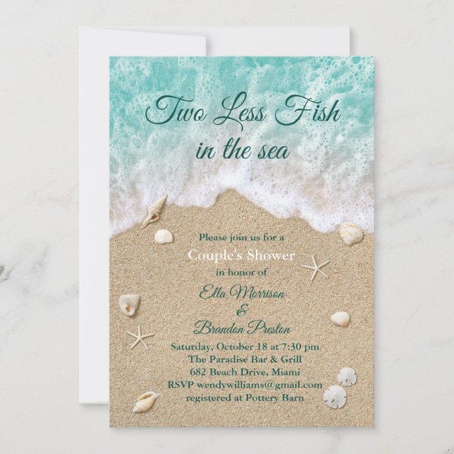 Two Less Fish in the Sea Couple's Shower Invitation (Front)