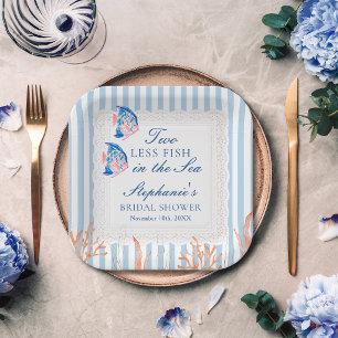 Two Less Fish in the Sea Custom Bridal Shower Paper Plates