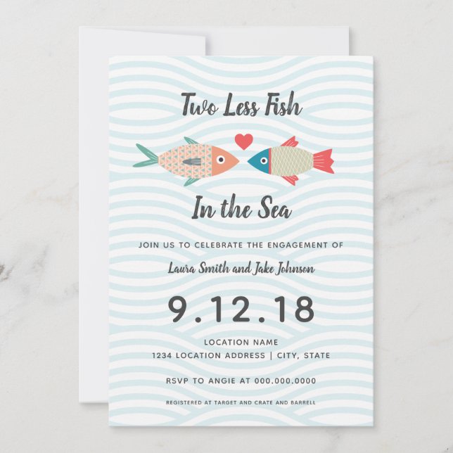 Two less Fish in the Sea // Engagement Party Invitation (Front)