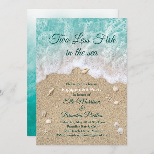 Two Less Fish in the Sea Engagement Party Invitation