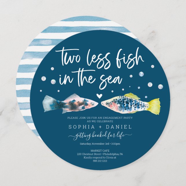 Two Less Fish In The Sea Engagement Party Invitation (Front/Back)