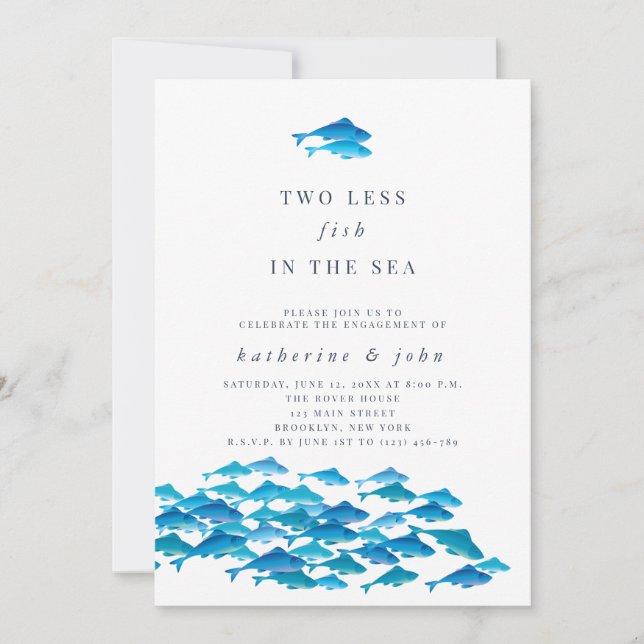 Two Less Fish in The Sea Engagement Party Invitation (Front)