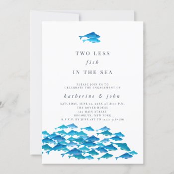 Two Less Fish In The Sea Engagement Party Invitation by PurplePaperInvites at Zazzle