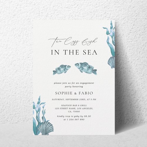 Two Less Fish in the Sea Monogram Engagement Party Invitation