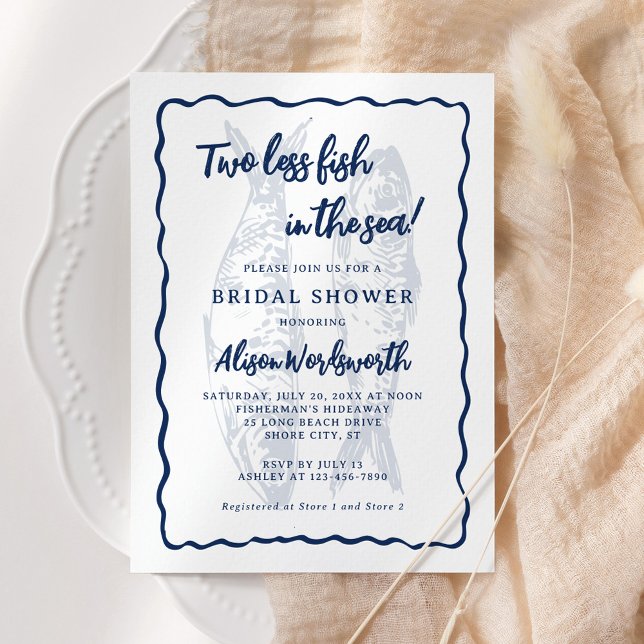 Two Less Fish in the Sea Nautical Bridal Shower Invitation (Creator Uploaded)