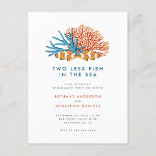 Two Less Fish In The Sea Nautical Engagement Party Invitation Postcard