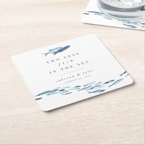 Two Less Fish in The Sea Personalized Square Paper Coaster