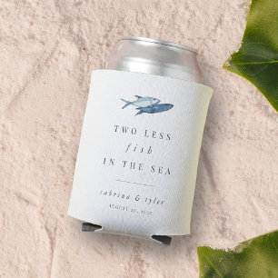 Two Less Fish in The Sea Personalized Wedding Can Cooler