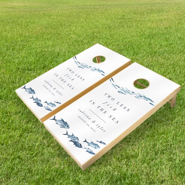 Two Less Fish in The Sea Personalized Wedding Cornhole Set (Creator Uploaded)