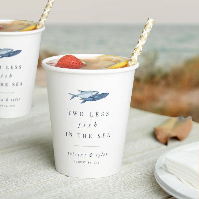 Two Less Fish in The Sea Personalized Wedding Paper Cups (Creator Uploaded)