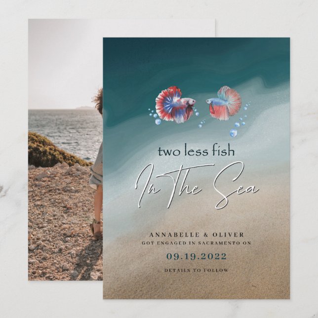 Two Less Fish In The Sea | Photo Engagement   Announcement (Front/Back)