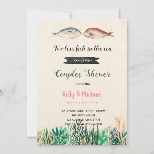 Two less fish in the sea shower invitation