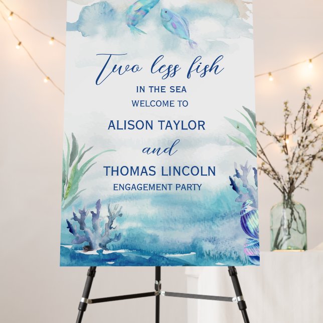 Two Less Fish in The Sea Summer Wedding Foam Board (In Situ (Stand))