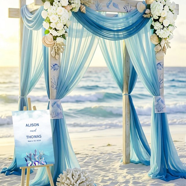 Two Less Fish in The Sea Summer Wedding Foam Board (Two Less Fish in The Sea Summer Wedding Foam Board #summerboard #summerweddingfoamboard #seatheme)