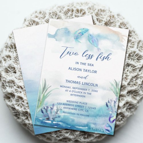 Two Less Fish in The Sea Summer Wedding Invitation